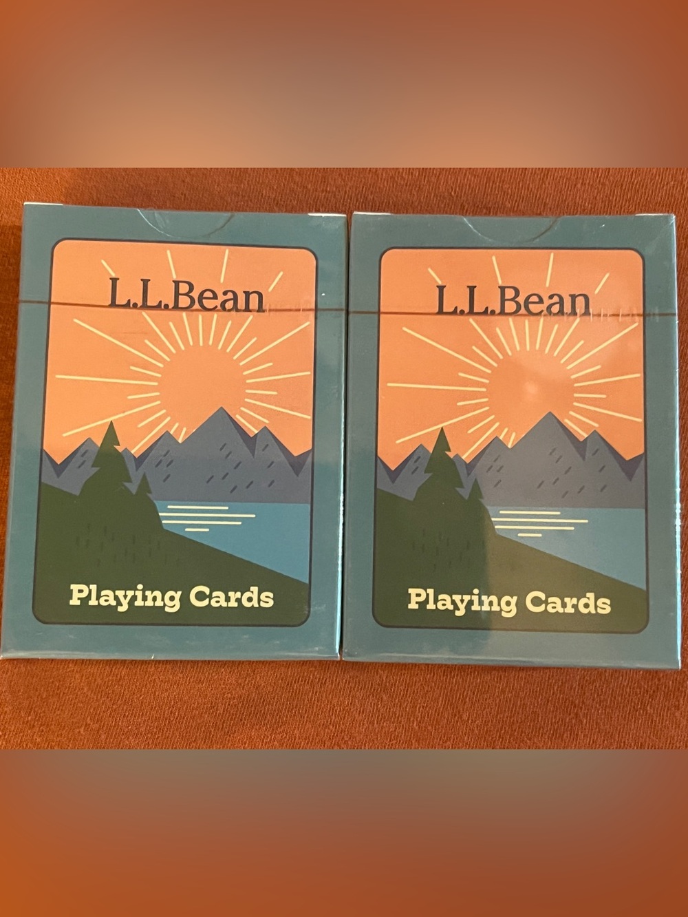L.L. Bean Orange, Teal & Green Scenic Playing Cards